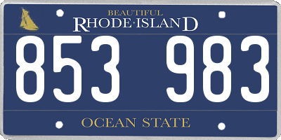 RI license plate 853983