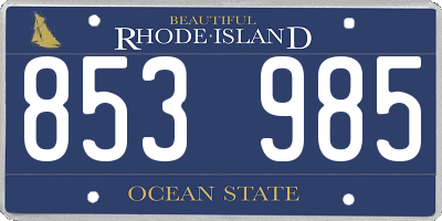RI license plate 853985