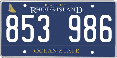 RI license plate 853986