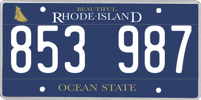 RI license plate 853987