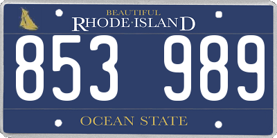 RI license plate 853989