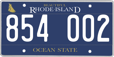 RI license plate 854002