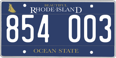 RI license plate 854003