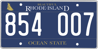 RI license plate 854007