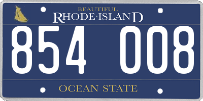 RI license plate 854008