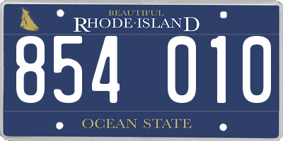 RI license plate 854010