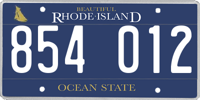 RI license plate 854012