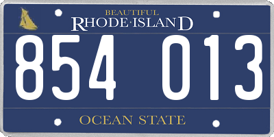RI license plate 854013
