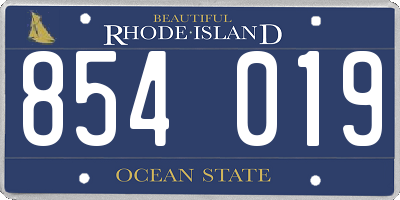 RI license plate 854019
