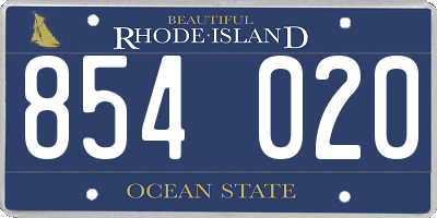 RI license plate 854020