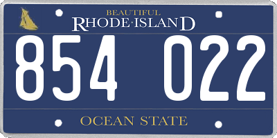 RI license plate 854022