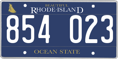 RI license plate 854023