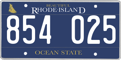 RI license plate 854025