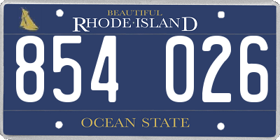 RI license plate 854026