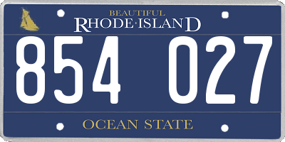 RI license plate 854027