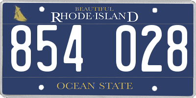 RI license plate 854028