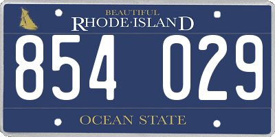 RI license plate 854029
