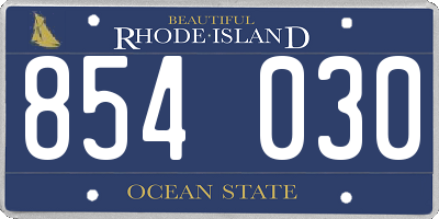 RI license plate 854030