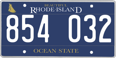 RI license plate 854032