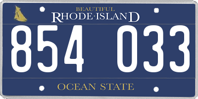RI license plate 854033