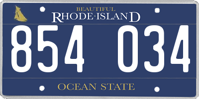 RI license plate 854034