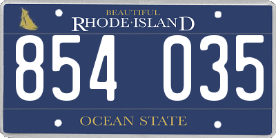 RI license plate 854035