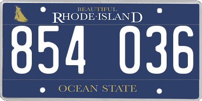 RI license plate 854036