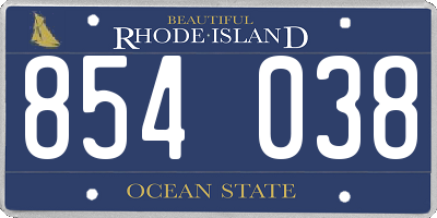 RI license plate 854038