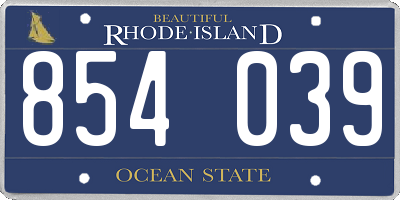 RI license plate 854039