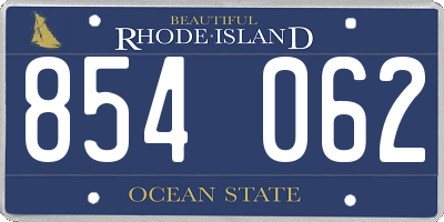 RI license plate 854062