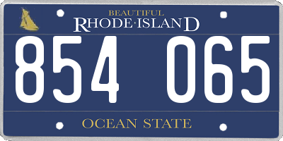RI license plate 854065