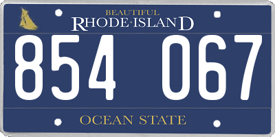 RI license plate 854067
