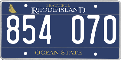 RI license plate 854070