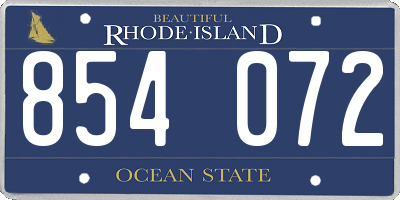 RI license plate 854072