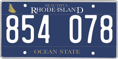 RI license plate 854078