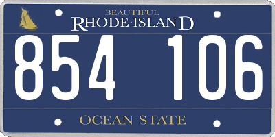 RI license plate 854106