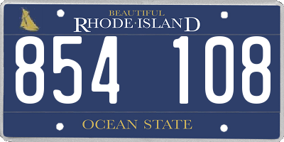 RI license plate 854108