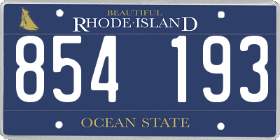 RI license plate 854193