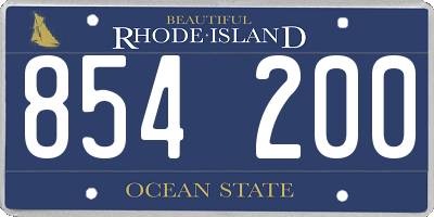 RI license plate 854200