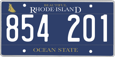 RI license plate 854201