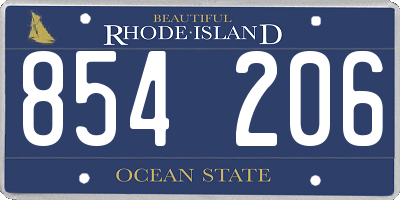 RI license plate 854206