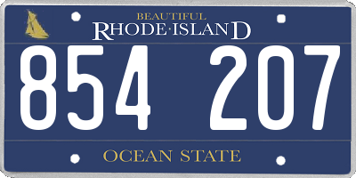 RI license plate 854207