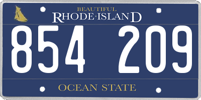 RI license plate 854209