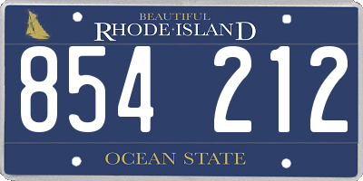 RI license plate 854212