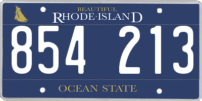 RI license plate 854213