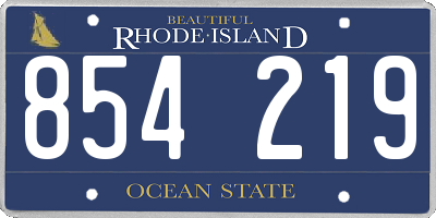 RI license plate 854219
