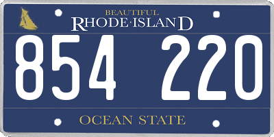 RI license plate 854220