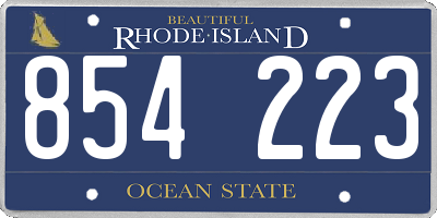 RI license plate 854223