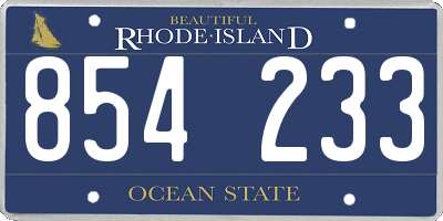 RI license plate 854233