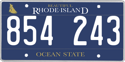 RI license plate 854243